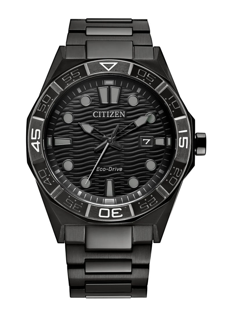 CITIZEN Brycen Eco-Drive Analog Men's Watch AW1855-52E, 42 mm Black Dial & Black Ion-Plated Stainless Steel Bracelet, 100 m WR - Image 2